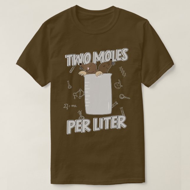 Camiseta dos moles por litro de ciencia química (Diseño del anverso)