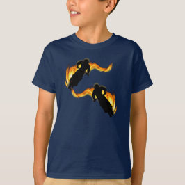 Camiseta Dos motos sucias en carretera con llamas