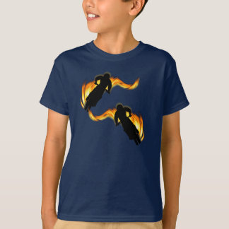 Camiseta Dos motos sucias en carretera con llamas
