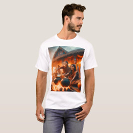 Camiseta dos mujeres sentadas alrededor del fuego con una o