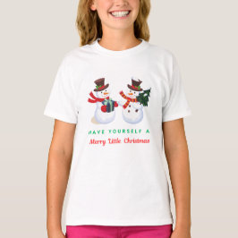 Camiseta Dos muñecos de nieve con regalos