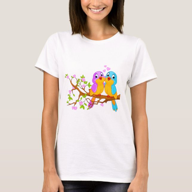 Camiseta Dos pájaros aman en el árbol (Anverso)