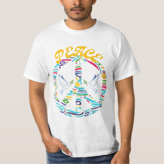 Camiseta Dos palomas blancas volando dentro de un símbolo d
