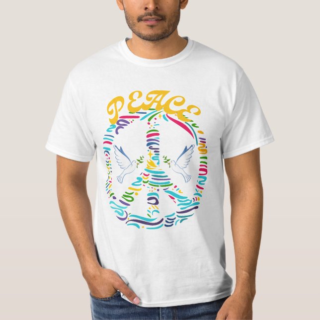 Camiseta Dos palomas blancas volando dentro de un símbolo d (Anverso)