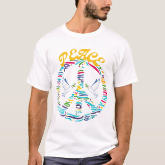 Camiseta Dos palomas blancas volando dentro de un símbolo d