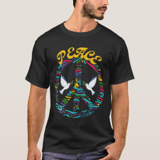 Camiseta Dos palomas blancas volando dentro de un símbolo d