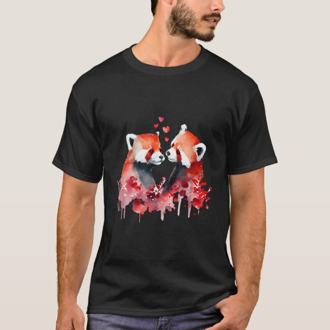 Camiseta Dos Pandas Rojos Amantes Enamorados Es El Panda Ro (Anverso)