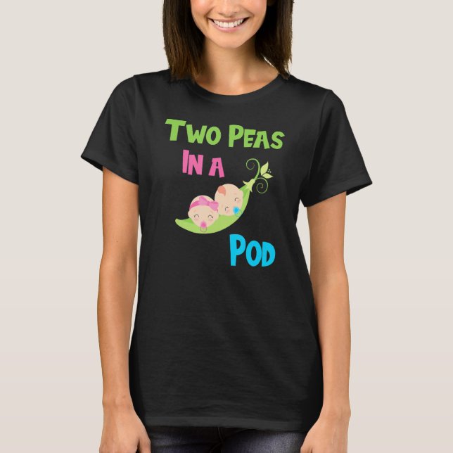 Camiseta Dos Peas En Un Pod Beben Bebés Fraternales (Anverso)