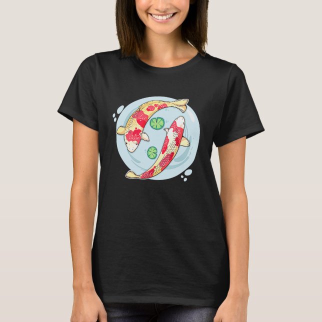 Camiseta Dos peces japoneses de Koi Nadando (Anverso)