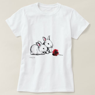 Camiseta Dos pequeños conejos blancos