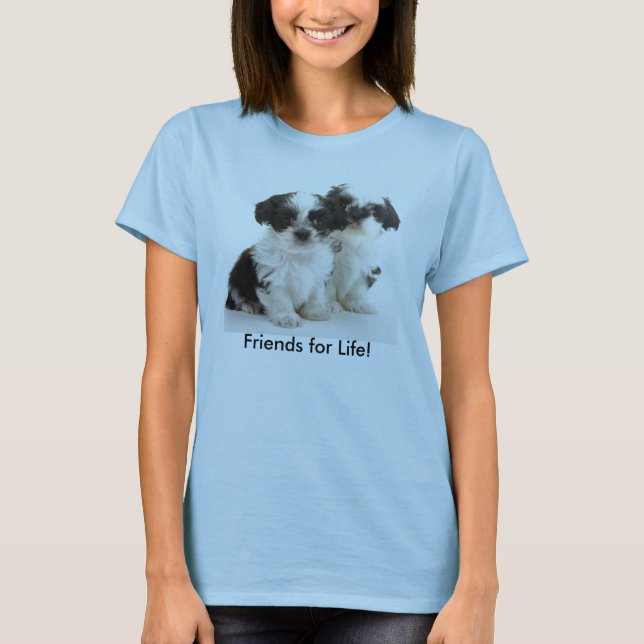 Camiseta ¡Dos perritos de Shih Tzu - amigos para la vida! (Anverso)