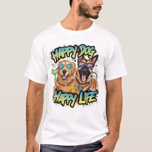 Camiseta Dos perros bebiendo cerveza y llevando gafas de so