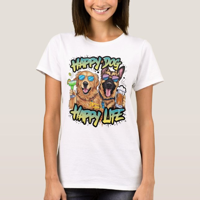 Camiseta Dos perros bebiendo cerveza y llevando gafas de so (Anverso)