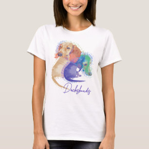Camiseta Dos perros de Dachshund acuarela mujeres