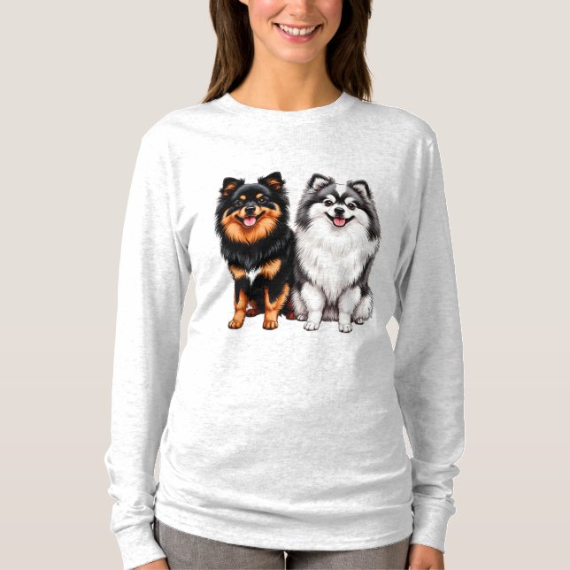 Camiseta Dos perros felices y esponjosos se sientan uno al  (Anverso)