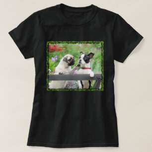 Camiseta Dos perros un cachorro de cachorro y Boston Terrie