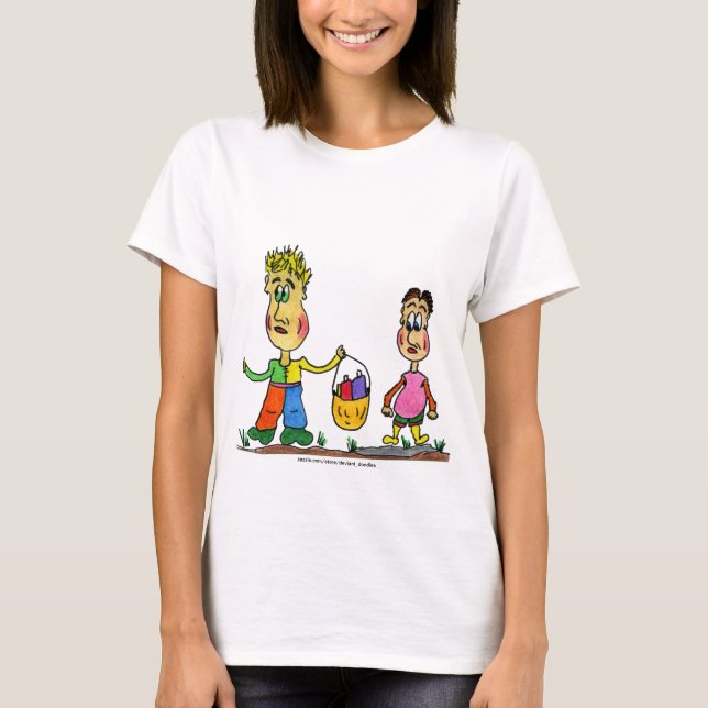 Camiseta Dos personajes de caricatura con una canasta de pa (Anverso)
