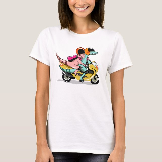 Camiseta Dos Personalizados Raptores En Motocicleta. (Anverso)