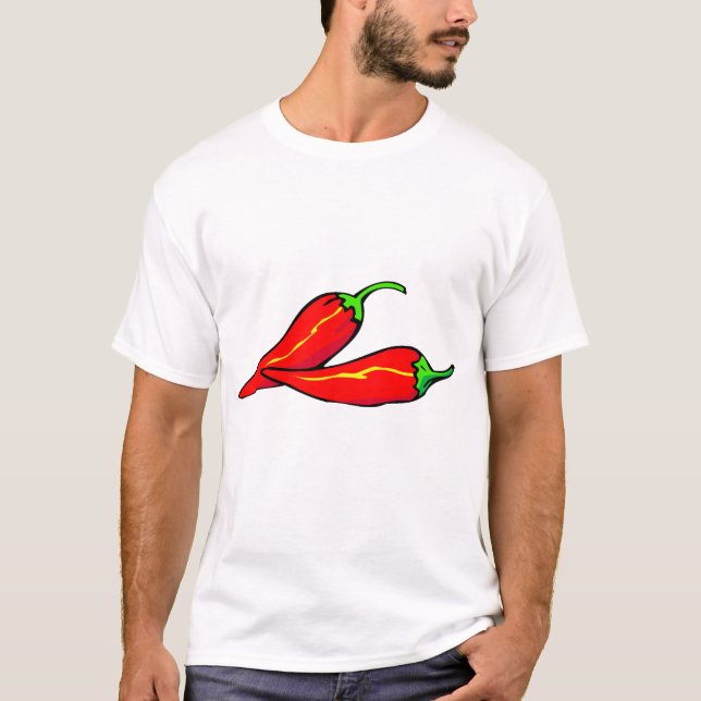 Camiseta Dos pimientas de chile rojo en lado (Anverso)