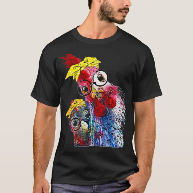 Camiseta dos pollos con la banda de la cabeza de bandana y  (Anverso)