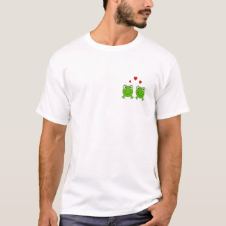 Camiseta Dos ranas verdes con los corazones rojos