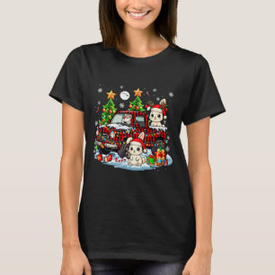 Camiseta Dos renos de Navidad conejos de Santa en camioneta