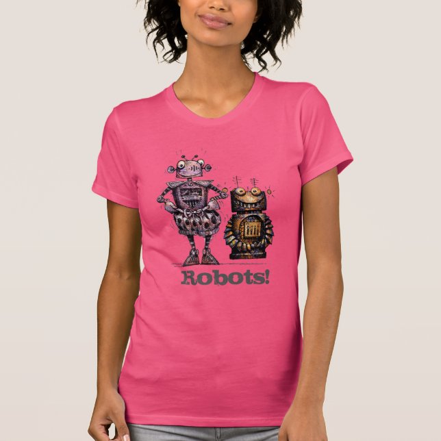 Camiseta Dos robots lindos divertidos (Anverso)
