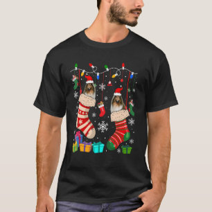 Camiseta Dos Shetland Sheepdogs de Santa en calcetines de N