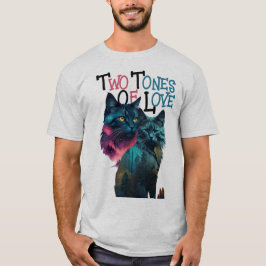 Camiseta Dos tonos de amor: compañeros de gato coloridos