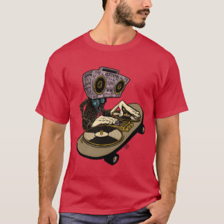 Camiseta dos tornamesas y una patineta divertido