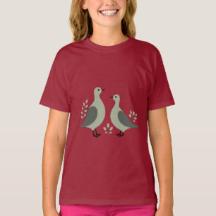 Camiseta Dos tórtolas Plantilla Recortable Estilo Retro 8