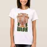 Camiseta Dos tradiciones, uno quiere gráfico de Hanukkah<br><div class="desc">Celebren Hanukkah con orgullo y humor mientras se unen con toda la familia. Este diseño gráfico del festival es un regalo perfecto para las vacaciones. Hace un gran regalo para las vacaciones</div>