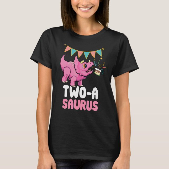 Camiseta Dos Un Saurus Dinosaur Cute Kiddo Triceratops 1 (Anverso)
