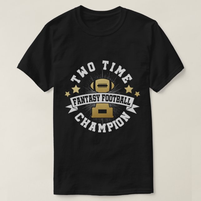 Camiseta Dos veces campeona de fútbol de fantasía en camise (Diseño del anverso)