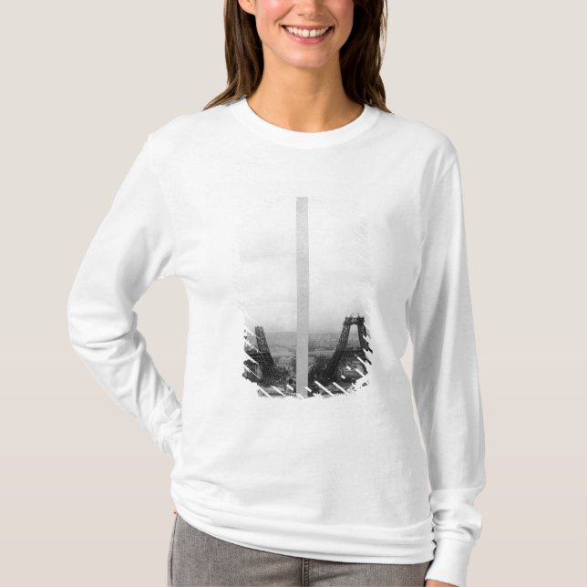Camiseta Dos vistas de la construcción de Eiffel (Anverso)