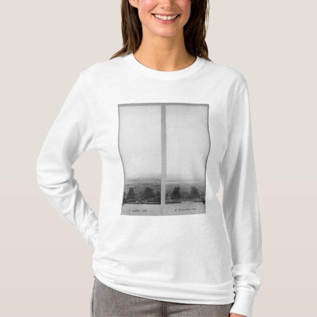 Camiseta Dos vistas de la construcción de Eiffel (Anverso)
