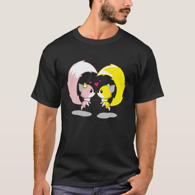 Camiseta Dos zorros adorables se juntaron para celebrar a V (Anverso)