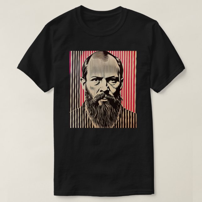 Camiseta Dostoevsky en estilo de ilusión óptica BAUHAUS (Diseño del anverso)