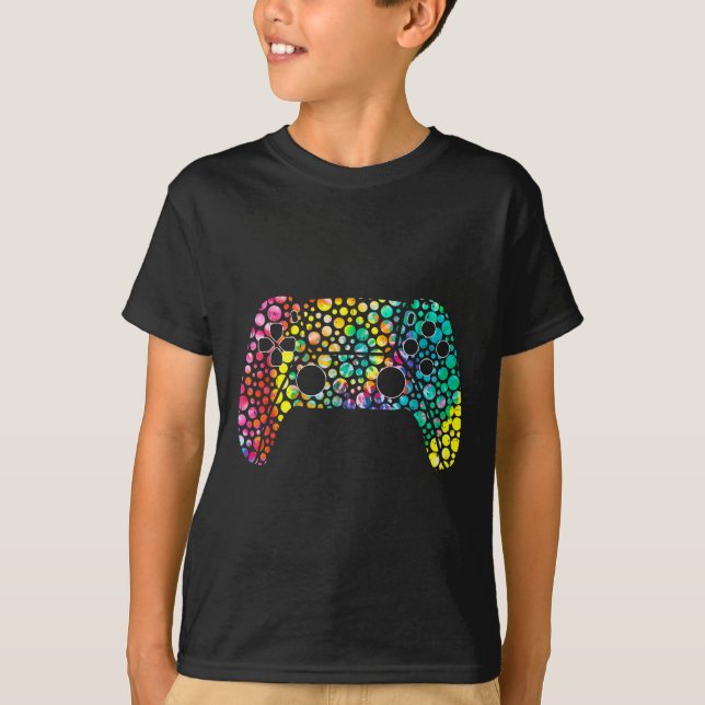 Camiseta Dot Day Gamers Boy Game Controller Polka colorida (Anverso)