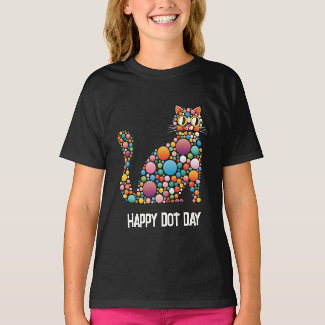 Camiseta Dot Day polka dot cat (Anverso)