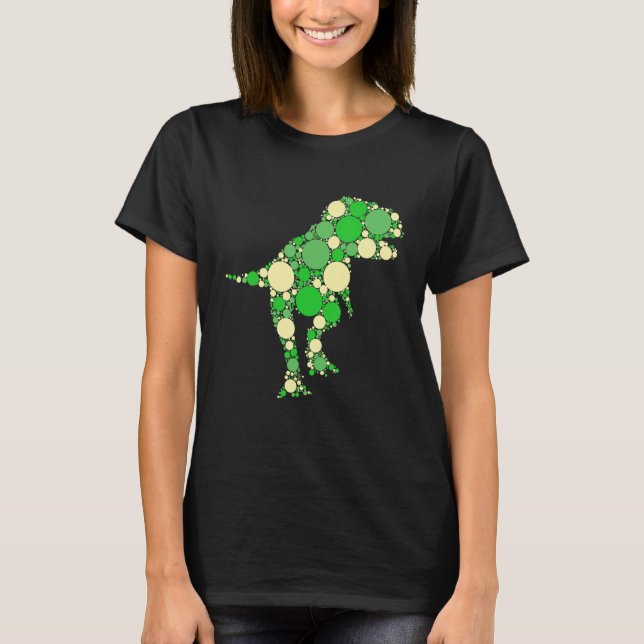 Camiseta Dot de Polka Verde T Rex Dinosaurios docenas inter (Anverso)