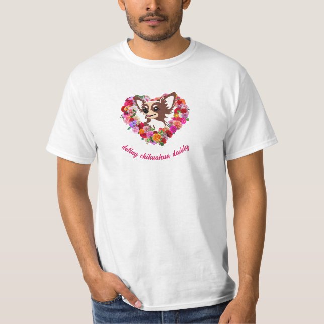 Camiseta doting chihuahua papi rosa corazón (Anverso)