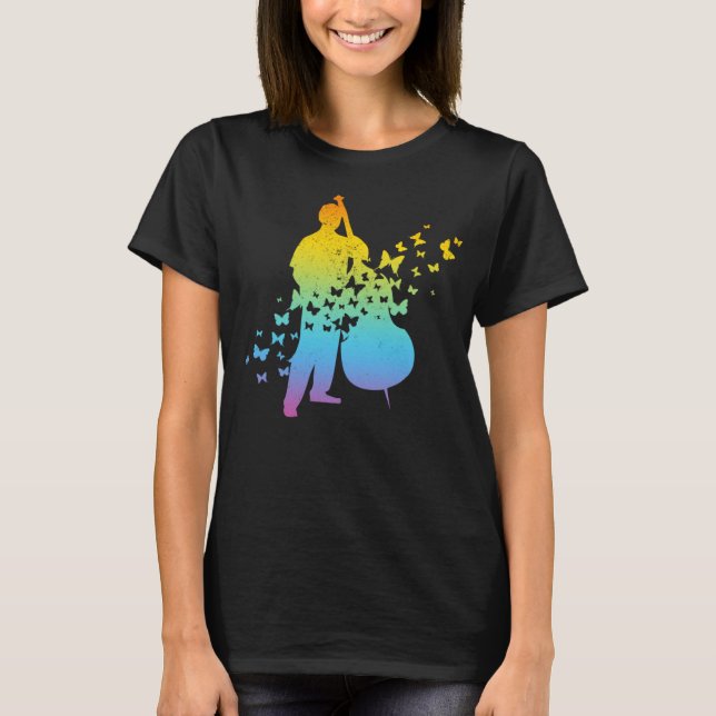 Camiseta Double Bass Player With Butterflies  Double Bass (Anverso)