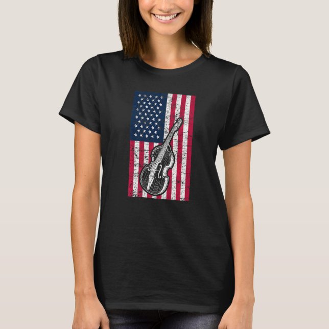 Camiseta Double Bass US Flag Patriotic Double Bass Player P (Anverso)