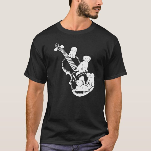 Camiseta Double Bassist Double Bass with Dogs Premium (Anverso)