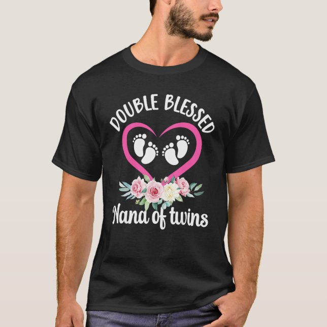 Camiseta Double Blessed Nana Of Twins Twin Nana Grandma (Anverso)