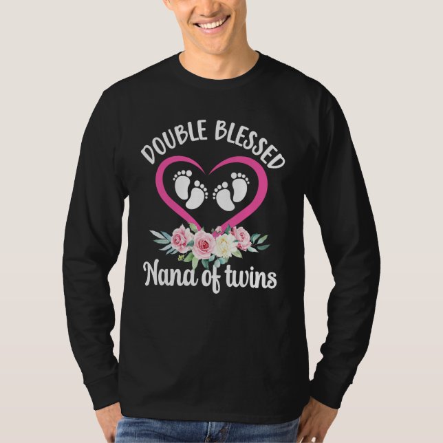Camiseta Double Blessed Nana Of Twins Twin Nana Grandma (Anverso)