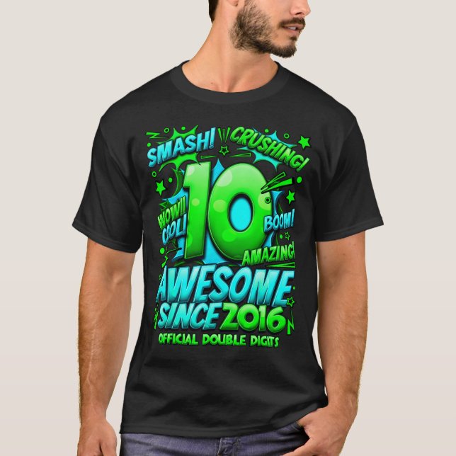 Camiseta Double Digits 10 Year Old Boys 10th Birthday Boy  (Anverso)
