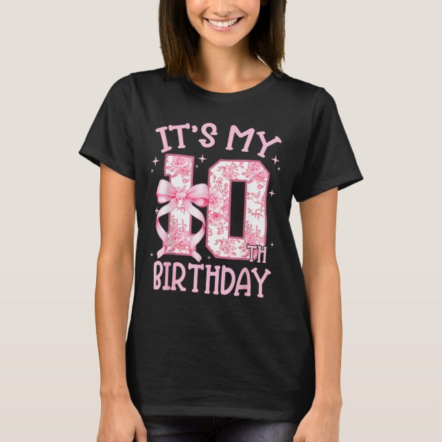 Camiseta Double Digits Birthday Girl 10th Birthday Coquette (Anverso)