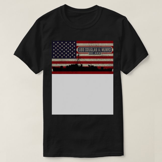 Camiseta Douglas A Munro DE422 Destroyer Escort Barco Diagr (Diseño del anverso)
